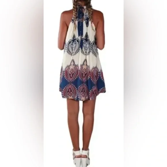 Bohemian Halter Dress with Paisley Print - Picture 3 of 6
